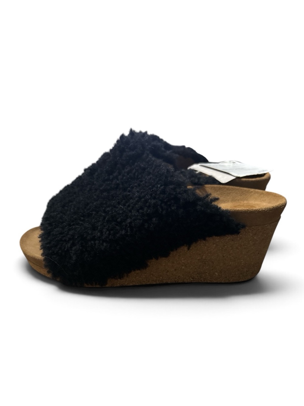 Papillon by Birkenstock Women's Black Shearling Wedge Slide - Picture 2 of 5